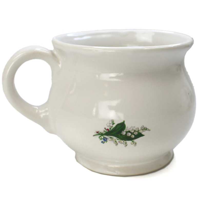 weiße keramik tassen von 0,35 liter inhalt verziert mit maiglöckchen